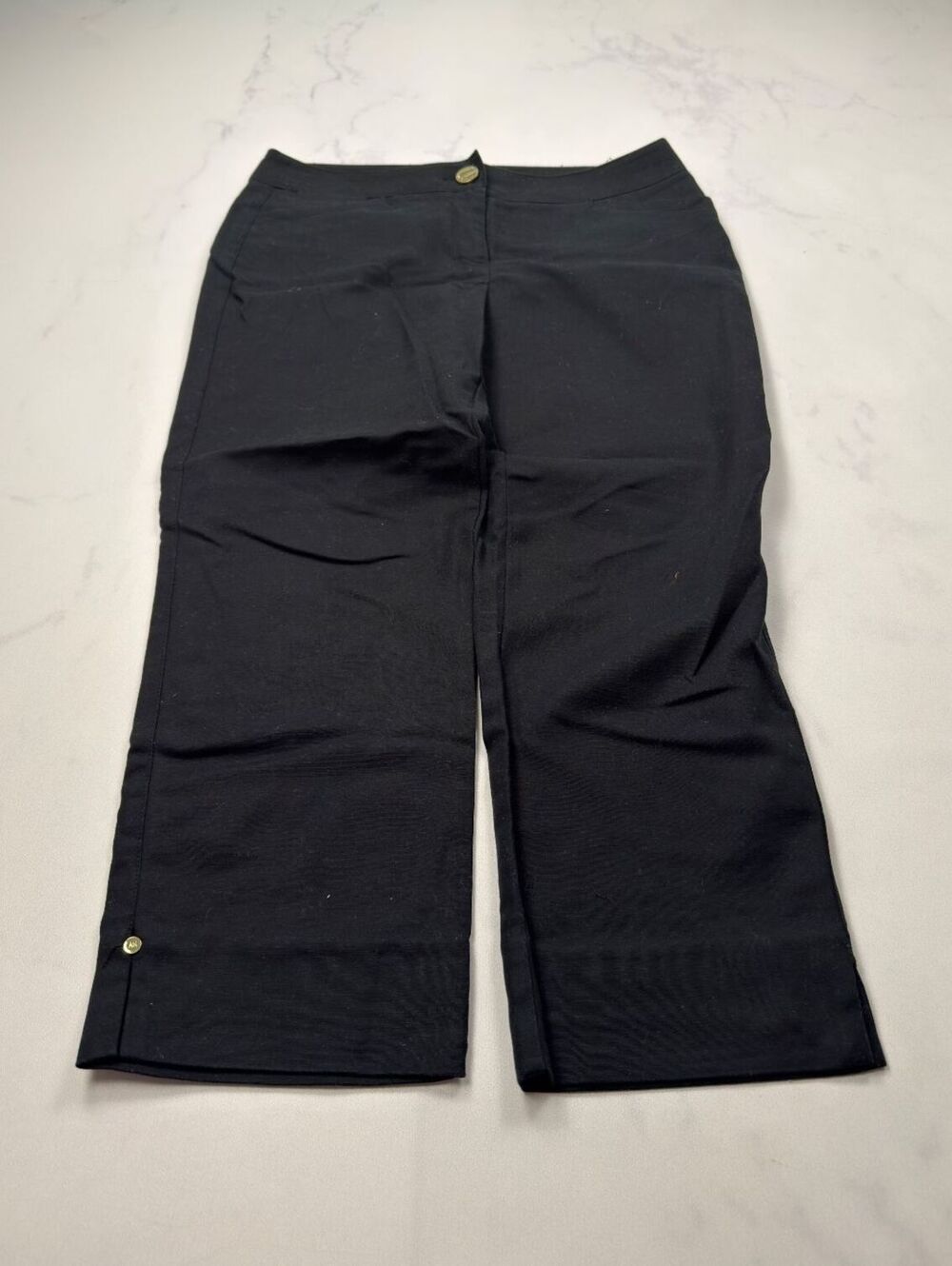 Anne Klein Wide Leg Capri Pants Black 2000s VTG Y2K Minimalist - Womens 6P